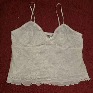 White Lace Cami Top With Bow Detail
